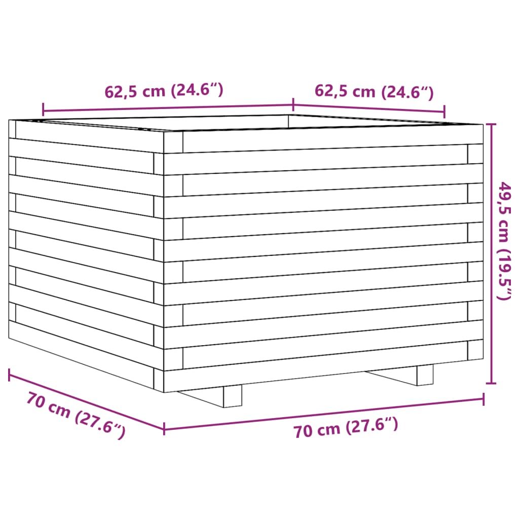 Garden Planter 70x70x49,5 cm Impregnated Wood Pine