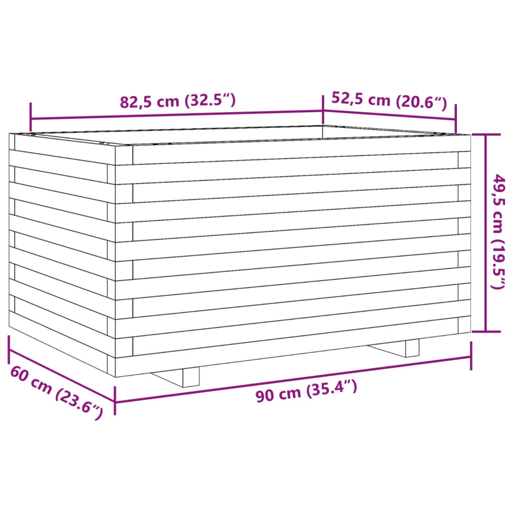 Garden Planter White 90x60x49,5 cm Solid Wood Pine
