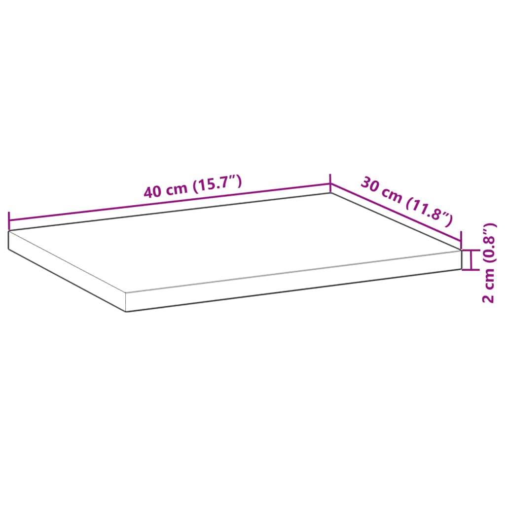 Table Top Rectangular 40x30x2 cm Solid Wood Acacia