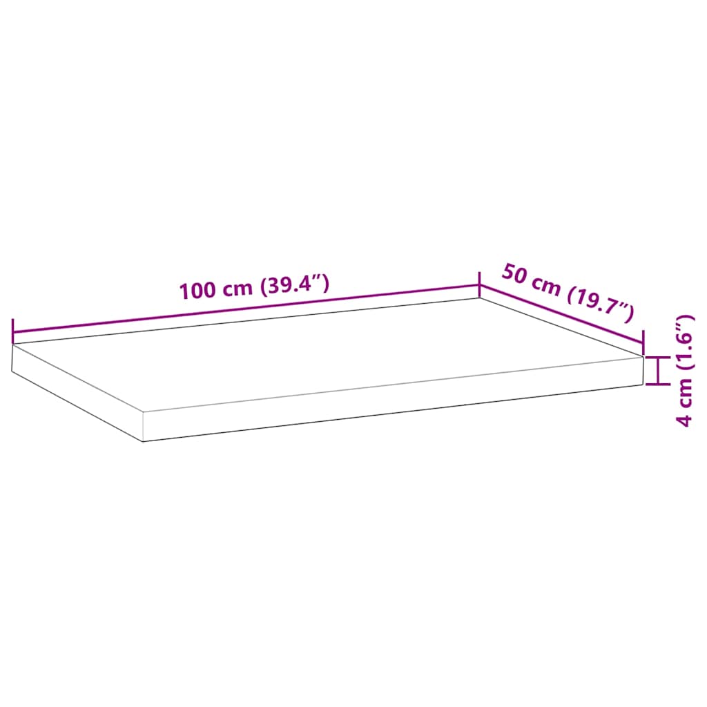 Table Top Rectangular 100x50x4 cm Solid Wood Acacia
