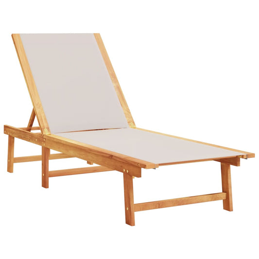 Sun Lounger Grey Solid Wood Acacia and Textilene Sun Lounger Grey Solid Wood Acacia and Textilene