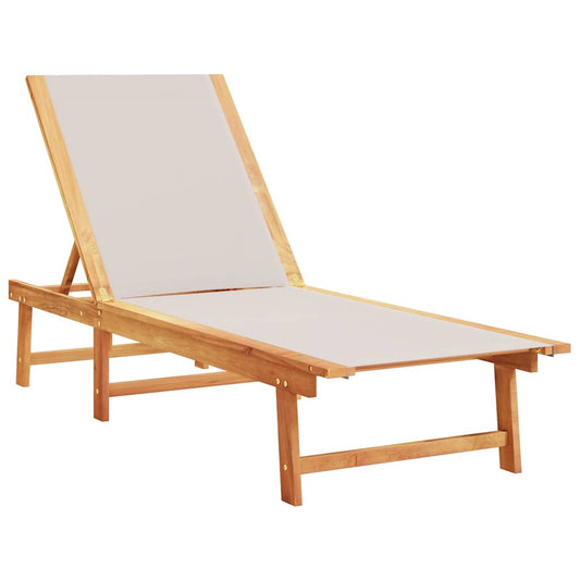 Sun Lounger Grey Solid Wood Acacia and Textilene Sun Lounger Grey Solid Wood Acacia and Textilene