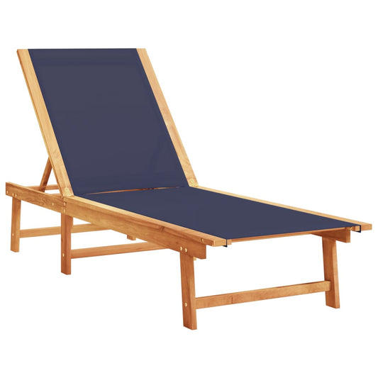 Sun Lounger Blue Solid Wood Acacia and Textilene Sun Lounger Blue Solid Wood Acacia and Textilene