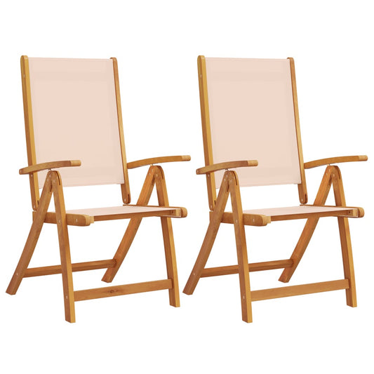 Folding Garden Chairs 2 pcs Solid Wood Acacia and Textilene Folding Garden Chairs 2 pcs Solid Wood Acacia and Textilene