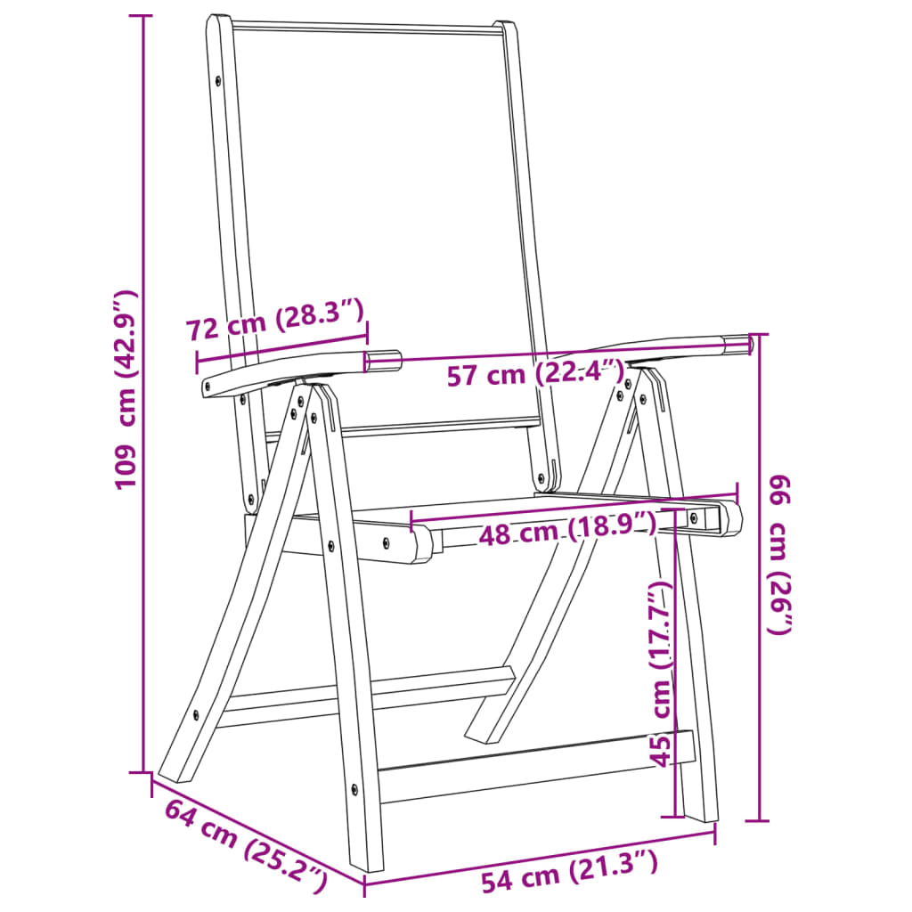 Folding Garden Chair | Set of 2 | Cream