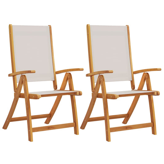 Folding Garden Chairs 2 pcs Solid Wood Acacia and Textilene Folding Garden Chairs 2 pcs Solid Wood Acacia and Textilene