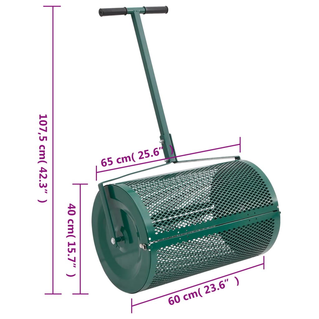 Compost Spreader 75L Green Ø40x60 cm Steel