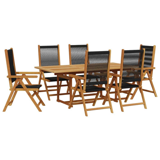 Garden Dining Set | Black | Solid acacia wood, Polypropylene | Large Garden Dining Set | Black | Solid acacia wood, Polypropylene | Large