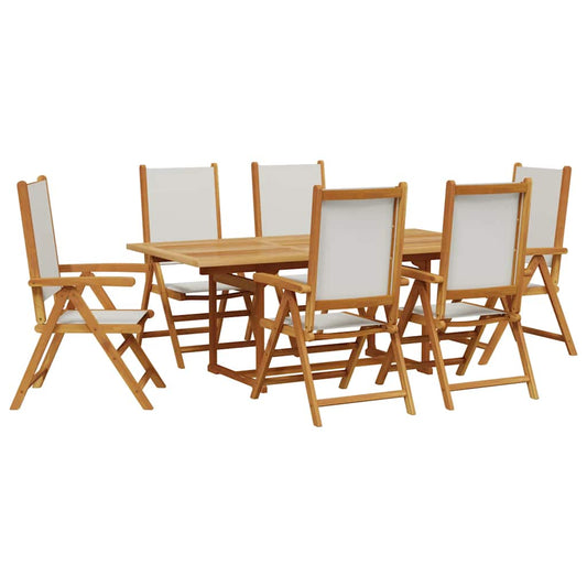 7 Piece Garden Dining Set Cream White Fabric and Solid Wood 7 Piece Garden Dining Set Cream White Fabric and Solid Wood