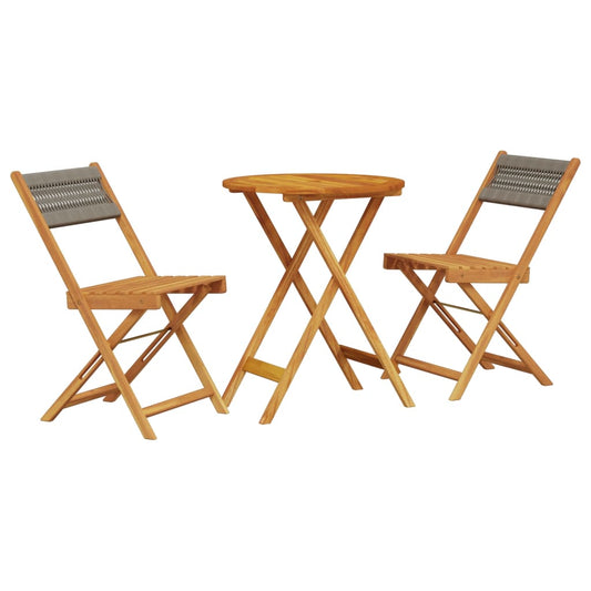 3 Piece Bistro Set Grey Polypropylene and Solid Wood 3 Piece Bistro Set Grey Polypropylene and Solid Wood