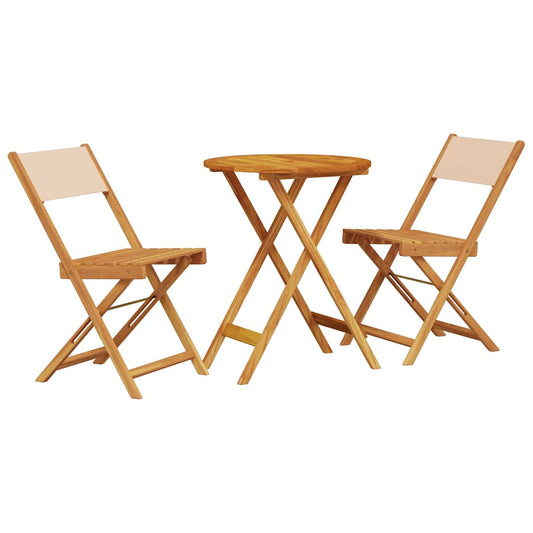 3 Piece Bistro Set Beige Fabric and Solid Wood 3 Piece Bistro Set Beige Fabric and Solid Wood