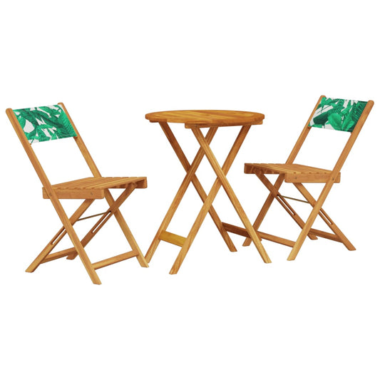 3 Piece Bistro Set Leaf Pattern Fabric and Solid Wood 3 Piece Bistro Set Leaf Pattern Fabric and Solid Wood