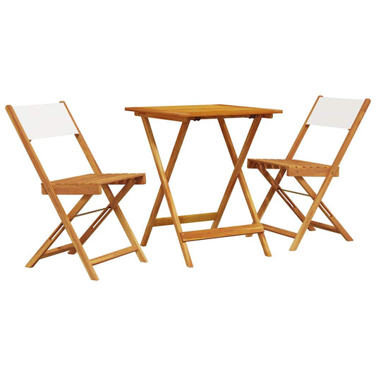 3 Piece Bistro Set Cream White Fabric and Solid Wood 3 Piece Bistro Set Cream White Fabric and Solid Wood