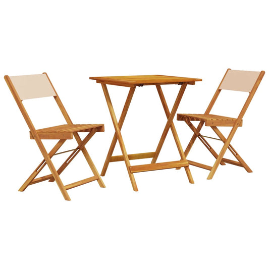 3 Piece Bistro Set Beige Fabric and Solid Wood 3 Piece Bistro Set Beige Fabric and Solid Wood