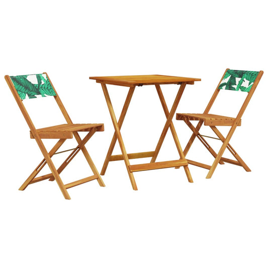 3 Piece Bistro Set Leaf Pattern Fabric and Solid Wood 3 Piece Bistro Set Leaf Pattern Fabric and Solid Wood