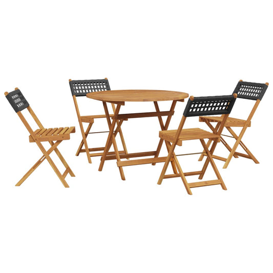 5 Piece Garden Dining Set Black Poly Rattan and Solid Wood 5 Piece Garden Dining Set Black Poly Rattan and Solid Wood