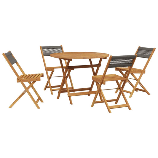 5 Piece Garden Dining Set Grey Polypropylene and Solid Wood 5 Piece Garden Dining Set Grey Polypropylene and Solid Wood