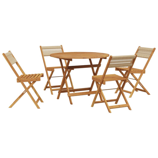 5 Piece Garden Dining Set Beige Polypropylene and Solid Wood 5 Piece Garden Dining Set Beige Polypropylene and Solid Wood