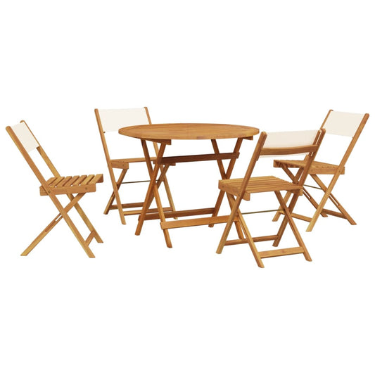 5 Piece Garden Dining Set Cream White Fabric and Solid Wood 5 Piece Garden Dining Set Cream White Fabric and Solid Wood