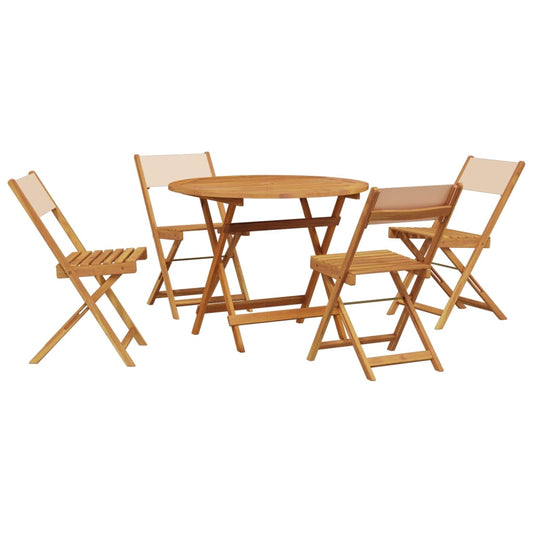 5 Piece Garden Dining Set Beige Fabric and Solid Wood 5 Piece Garden Dining Set Beige Fabric and Solid Wood