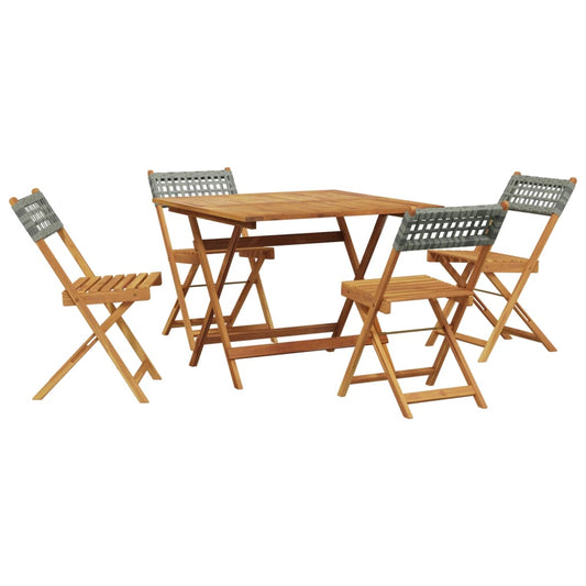 5 Piece Garden Dining Set Grey Poly Rattan and Solid Wood 5 Piece Garden Dining Set Grey Poly Rattan and Solid Wood
