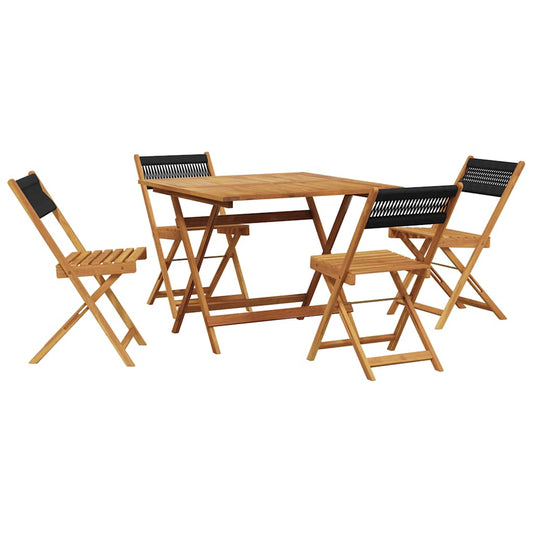 5 Piece Garden Dining Set Black Polypropylene and Solid Wood 5 Piece Garden Dining Set Black Polypropylene and Solid Wood