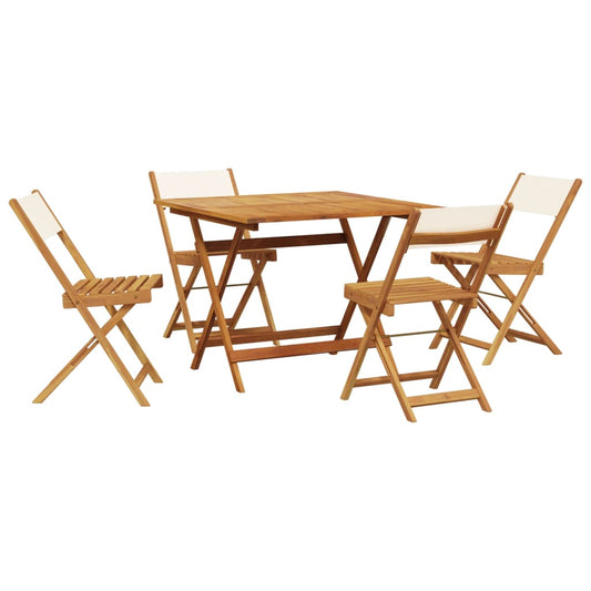 5 Piece Garden Dining Set Cream White Fabric and Solid Wood 5 Piece Garden Dining Set Cream White Fabric and Solid Wood