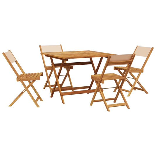5 Piece Garden Dining Set Beige Fabric and Solid Wood 5 Piece Garden Dining Set Beige Fabric and Solid Wood