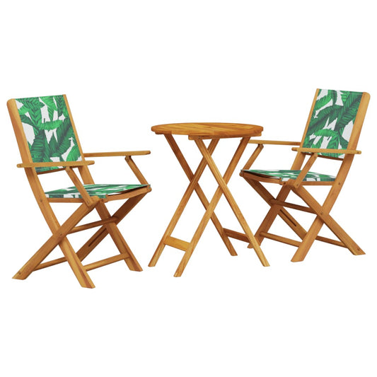 3 Piece Bistro Set Leaf Pattern Fabric and Solid Wood 3 Piece Bistro Set Leaf Pattern Fabric and Solid Wood