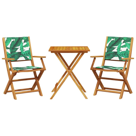 3 Piece Bistro Set Leaf Pattern Fabric and Solid Wood 3 Piece Bistro Set Leaf Pattern Fabric and Solid Wood
