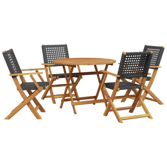 5 Piece Garden Dining Set Black Poly Rattan and Solid Wood 5 Piece Garden Dining Set Black Poly Rattan and Solid Wood
