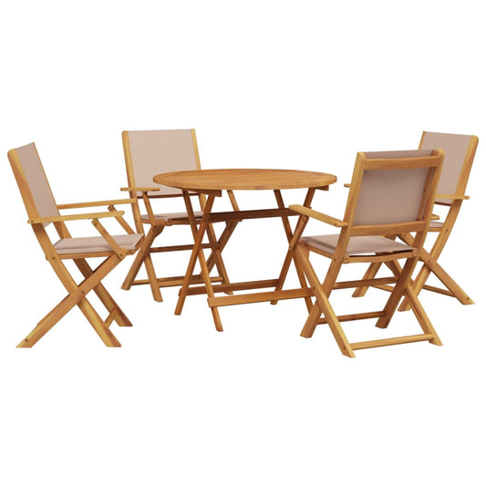 5 Piece Garden Dining Set Taupe Fabric and Solid Wood 5 Piece Garden Dining Set Taupe Fabric and Solid Wood