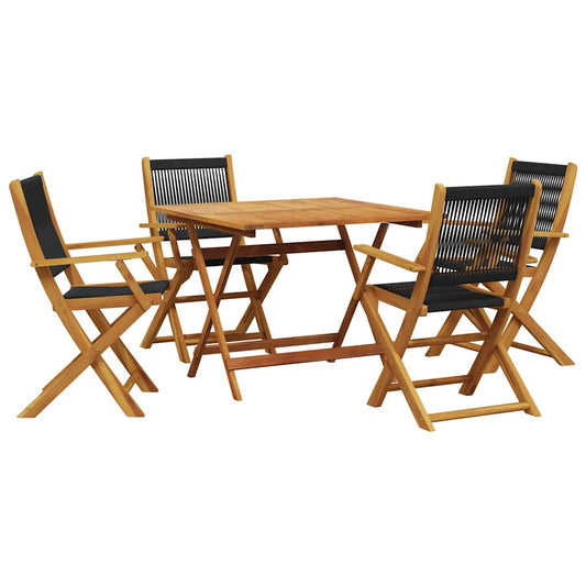 5 Piece Garden Dining Set Black Polypropylene and Solid Wood 5 Piece Garden Dining Set Black Polypropylene and Solid Wood