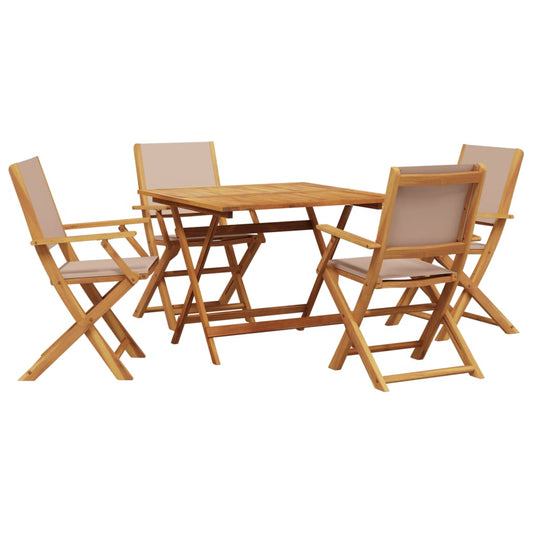 5 Piece Garden Dining Set Taupe Fabric and Solid Wood 5 Piece Garden Dining Set Taupe Fabric and Solid Wood