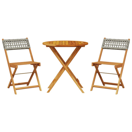 3 Piece Bistro Set Grey Poly Rattan and Solid Wood 3 Piece Bistro Set Grey Poly Rattan and Solid Wood