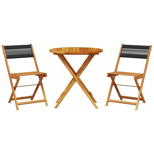 Bistro Set | Black | Solid acacia wood and polypropylene | Small Bistro Set | Black | Solid acacia wood and polypropylene | Small