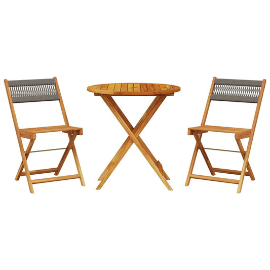 3 Piece Bistro Set Grey Polypropylene and Solid Wood 3 Piece Bistro Set Grey Polypropylene and Solid Wood
