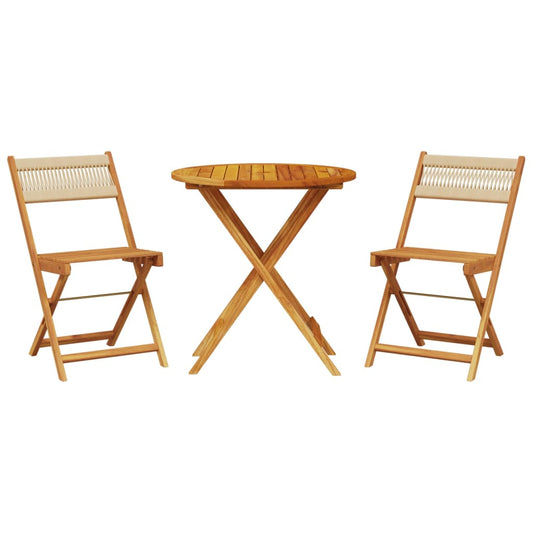 Bistro Set | Beige | Solid acacia wood with an oil finish, Polypropylene Bistro Set | Beige | Solid acacia wood with an oil finish, Polypropylene