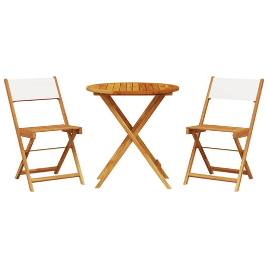 3 Piece Bistro Set Cream White Fabric and Solid Wood 3 Piece Bistro Set Cream White Fabric and Solid Wood