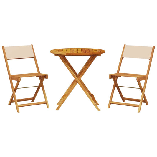 3 Piece Bistro Set Beige Fabric and Solid Wood 3 Piece Bistro Set Beige Fabric and Solid Wood