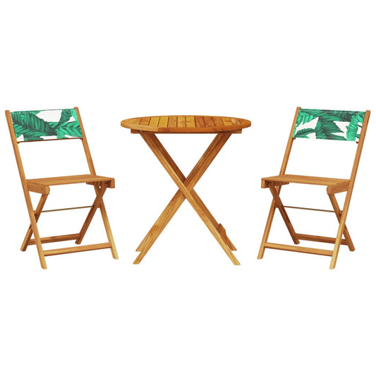 3 Piece Bistro Set Leaf Pattern Fabric and Solid Wood 3 Piece Bistro Set Leaf Pattern Fabric and Solid Wood