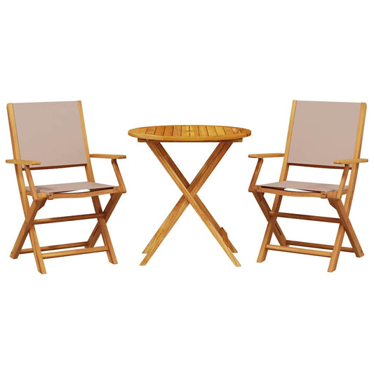 3 Piece Bistro Set Taupe Fabric and Solid Wood 3 Piece Bistro Set Taupe Fabric and Solid Wood