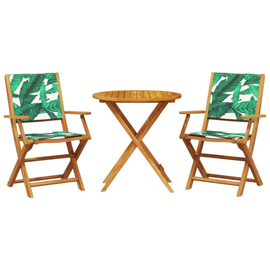 3 Piece Bistro Set Leaf Pattern Fabric and Solid Wood 3 Piece Bistro Set Leaf Pattern Fabric and Solid Wood