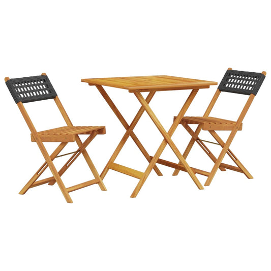 3 Piece Bistro Set Black Poly Rattan and Solid Wood 3 Piece Bistro Set Black Poly Rattan and Solid Wood