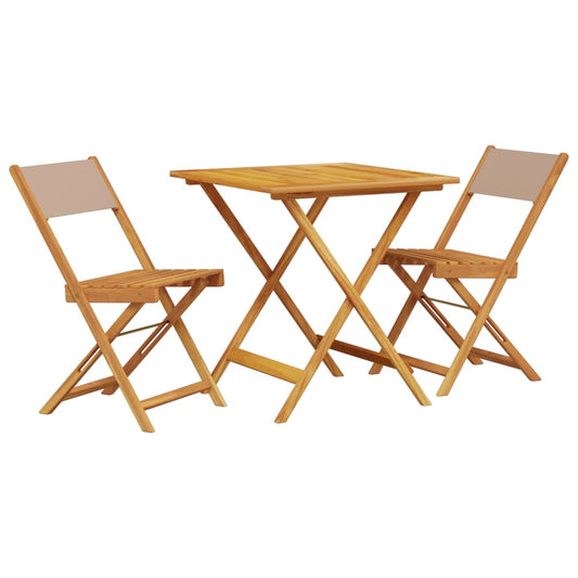 3 Piece Bistro Set Taupe Fabric and Solid Wood 3 Piece Bistro Set Taupe Fabric and Solid Wood