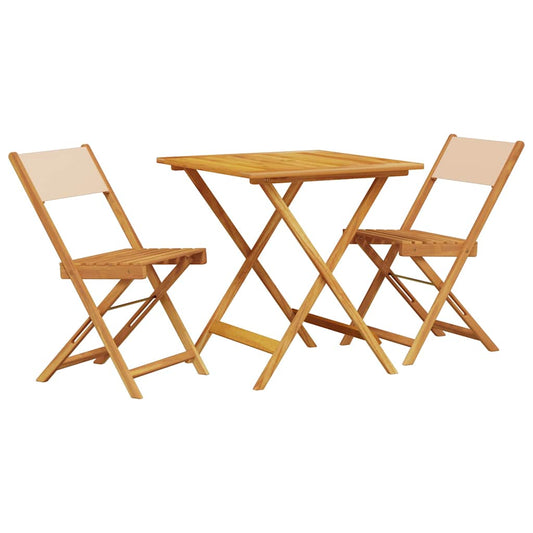 3 Piece Bistro Set Beige Fabric and Solid Wood 3 Piece Bistro Set Beige Fabric and Solid Wood