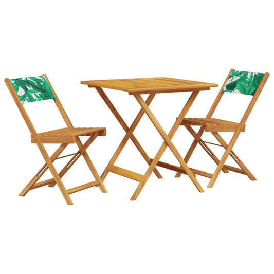 3 Piece Bistro Set Leaf Pattern Fabric and Solid Wood 3 Piece Bistro Set Leaf Pattern Fabric and Solid Wood