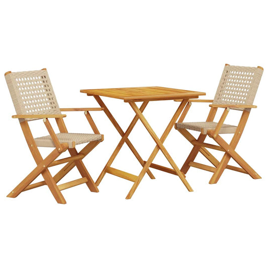 3 Piece Bistro Set Beige Poly Rattan and Solid Wood 3 Piece Bistro Set Beige Poly Rattan and Solid Wood