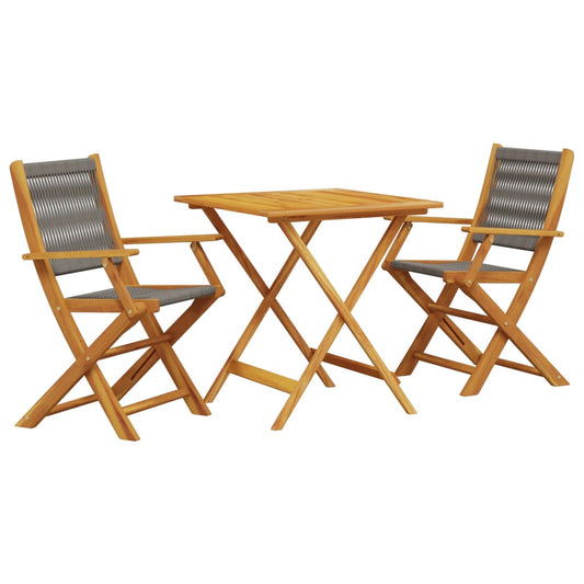 Bistro Set | Grey | Solid Acacia wood | Compact | Foldable | Bistro Set Bistro Set | Grey | Solid Acacia wood | Compact | Foldable | Bistro Set