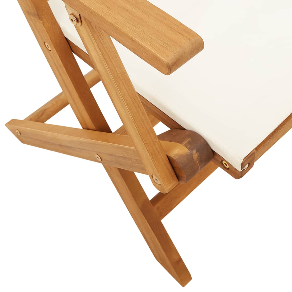 Bistro Set | Cream White | Solid acacia wood, Fabric (100% polyester)